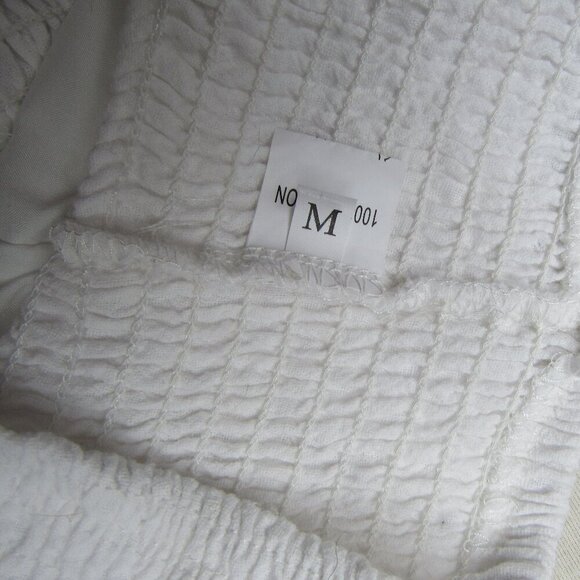 Wide Leg Palazzo Lounge Pants 100% Cotton White Elastic Waistband Medium - Picture 3 of 10